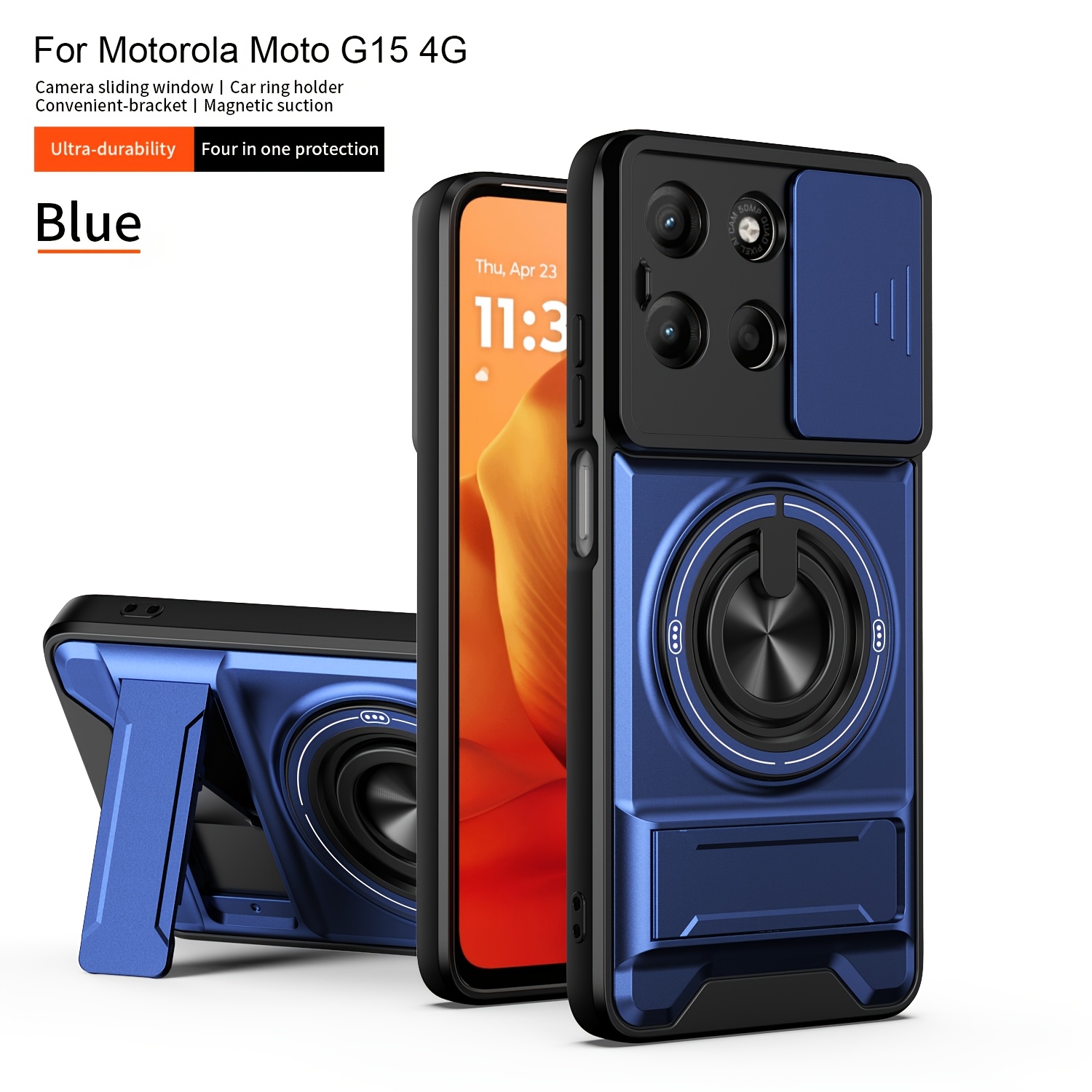 TEMU Phone Case: A Multifunctional Matte Shockproof Magnetic Phone Case, Suitable For Moto G15 4g/g15 Power 4g/g17 4g/g17 Power 4g. It Features A