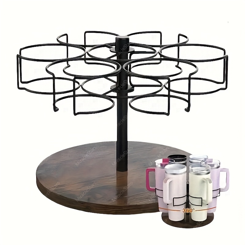 TEMU Rotatable Tumbler For 40oz Tumbler With Handle, Tumbler Holder, Kitchen Storage Cabinet With Non-slip Mat