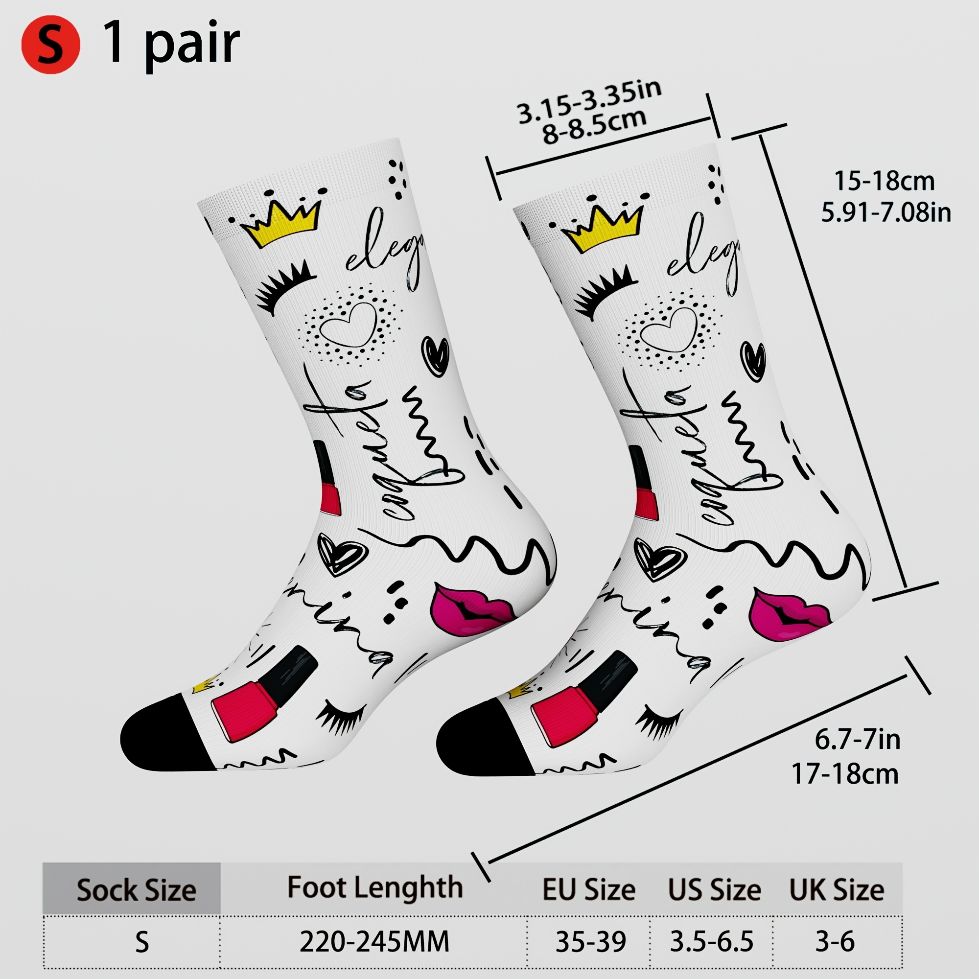TEMU Calcetines Unisex Talla SML con Estampado Pintado a , 1 Par de Calcetines Divertidos, Elásticos, Transpirables y Vibrantes, Material de Fibra de
