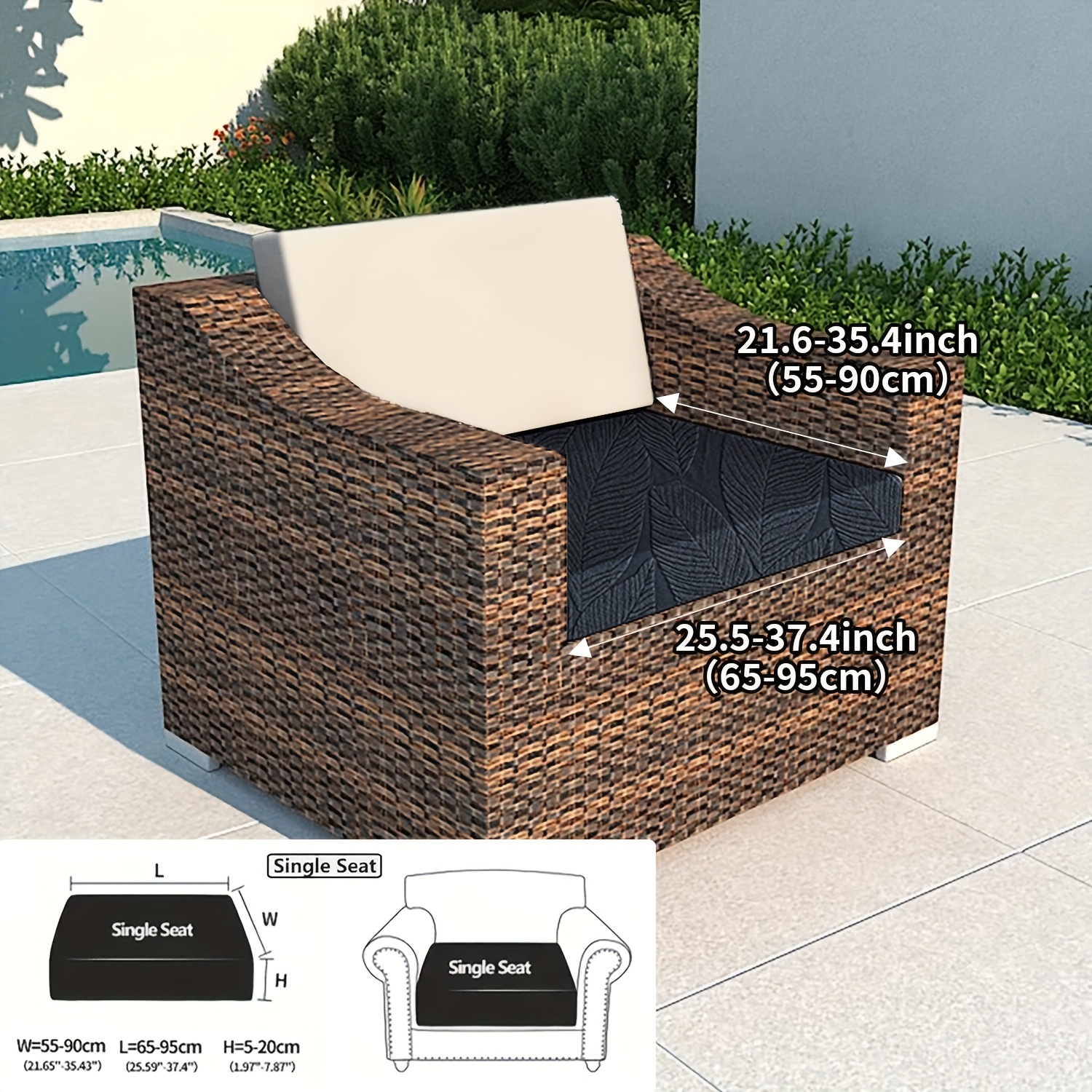 E-shop Outdoor-Sofabezug für 1/2/3 Sitzer, hergestellt aus hochelastischem Fleece-Stoff, weich und bequem, tierfreundlich, geeignet für