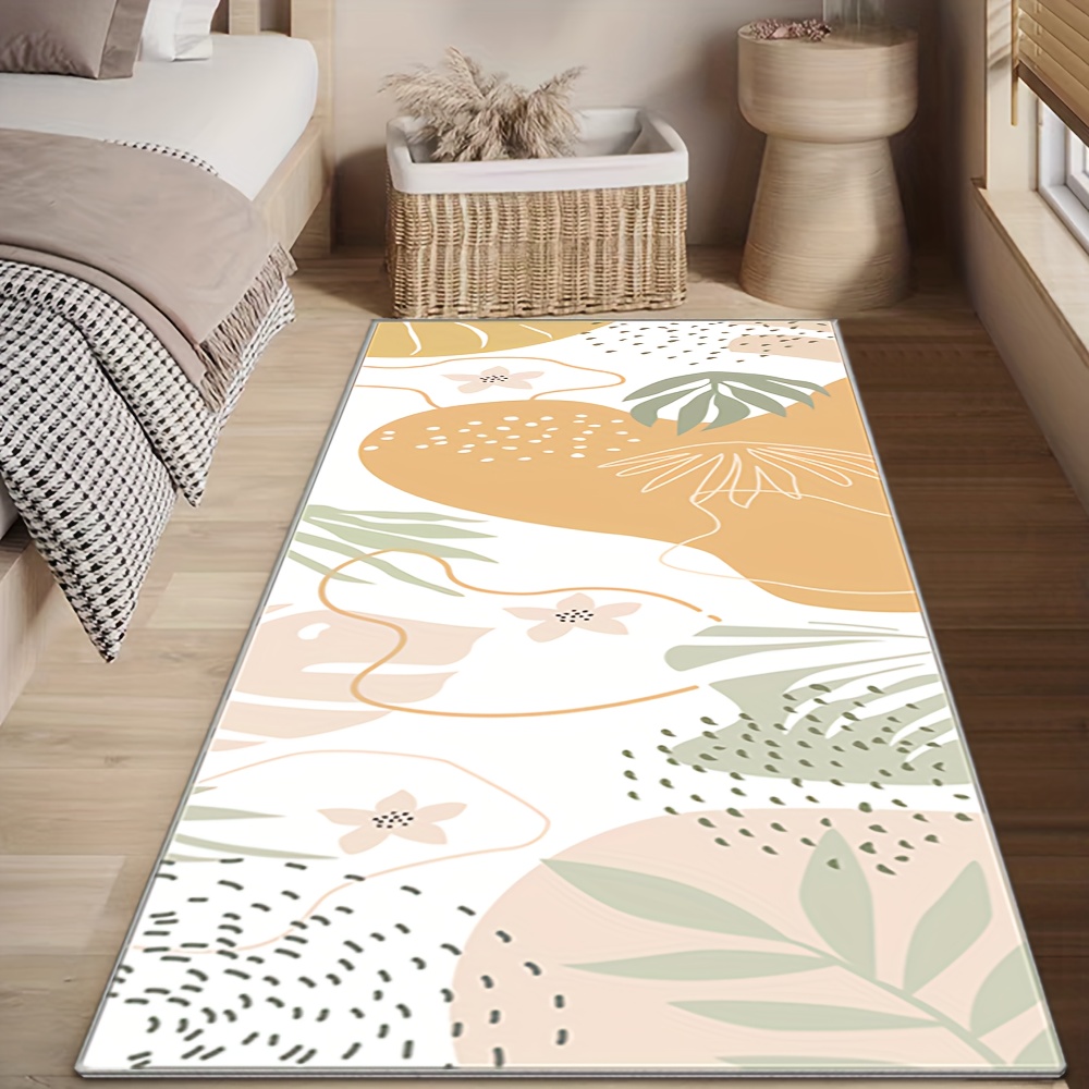 

1pc Modern Abstract Floral Runner Rug, Crystal Velvet With Non-slip Dot Backing, Easy Maintenance For Hallway, Living Room, Bedroom, Sofa, Coffee Table, Luxury Lightweight Carpet