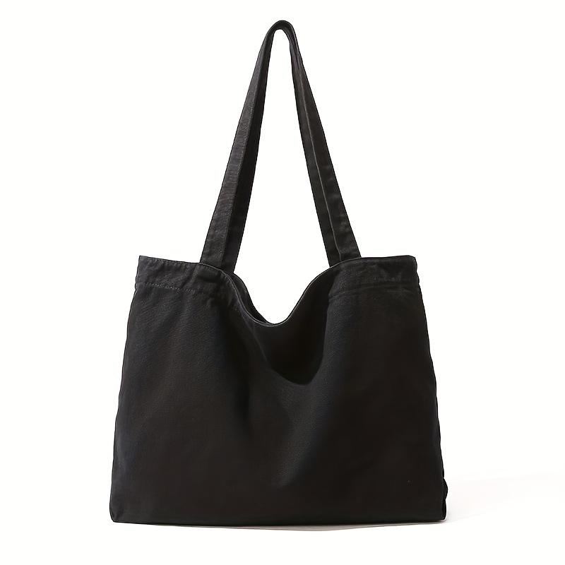 TEMU Women's Vintage Tote Bag - Large Capacity Thick With Zipper Closure, For Casual & Outdoor Use, Durable Everyday Carryall (white/green/black),