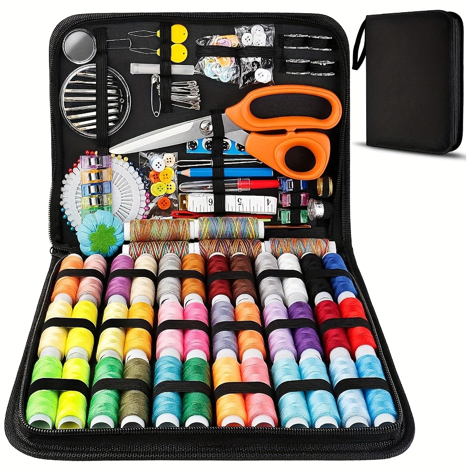 Image of 201pcs Professional Large Sewing Kit - High Quality - Includes Tailor Scissors, 41 Spools Of Xl Thread And 30 Needles, Suitable For Travelers, Adults, Kids, Beginners, Emergency, Diy