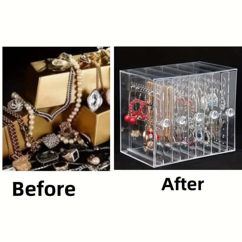 1pc transparent jewelry organizer with hanging display stand   earrings necklaces bracelets accessories storage box dustproof design ideal gift for valentines day christmas father s day halloween best present for     Product details 9