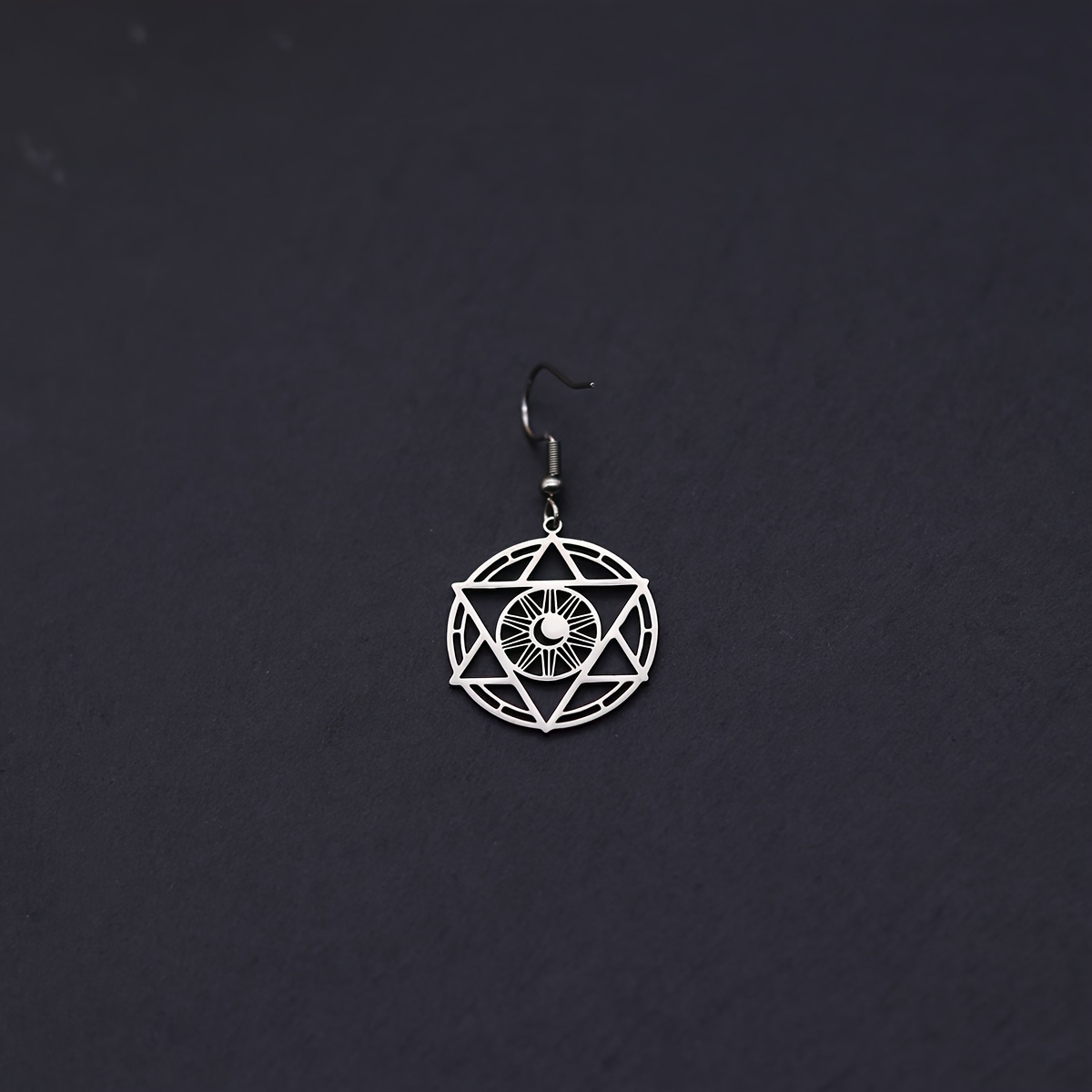 Stainless Steel Star of David & Crescent Sun Charms Earrings