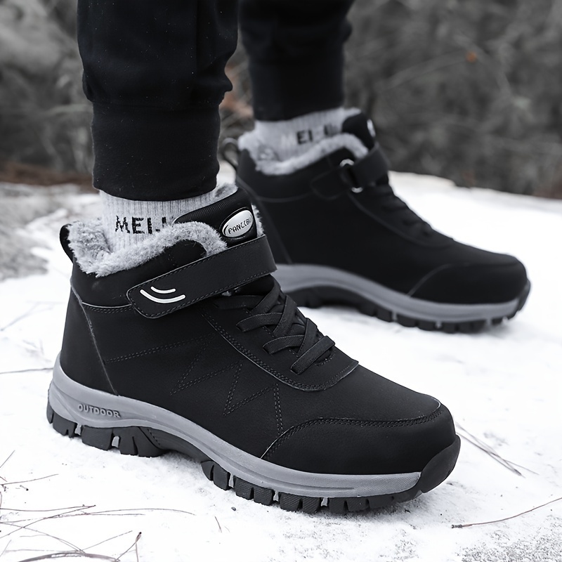 

Men's Casual Snow Boots Solid Color All-season Casual Outdoor Lace-up Fabric Upper Round Toe Short Boots With Rubber Sole And Insole