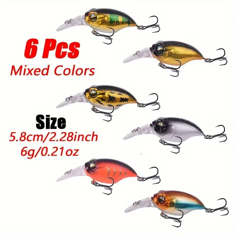 set 6 crank fishing lures in assorted colors measuring 5 8cm - Temu set 6 crank fishing lures in assorted colors measuring 5 8cm - Temu