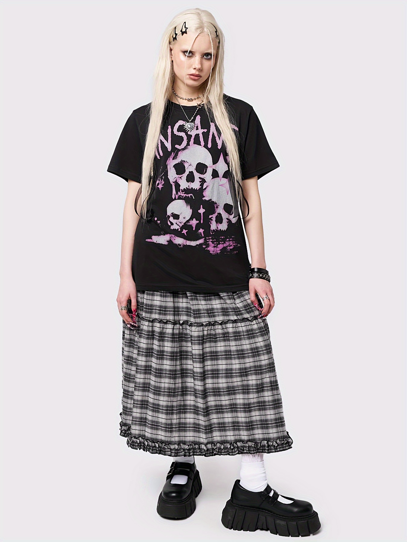 Y2K Grunge - Playera De Manga Corta Para Mujer, Cuello Redondo