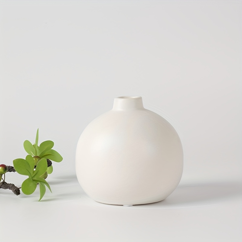 TEMU 1pc Minimalist Nordic Style Ceramic Small Vase Ins Dried Flower Faux Flower Container, Stylish Desktop Ornament Home Decor Small Vase, Living