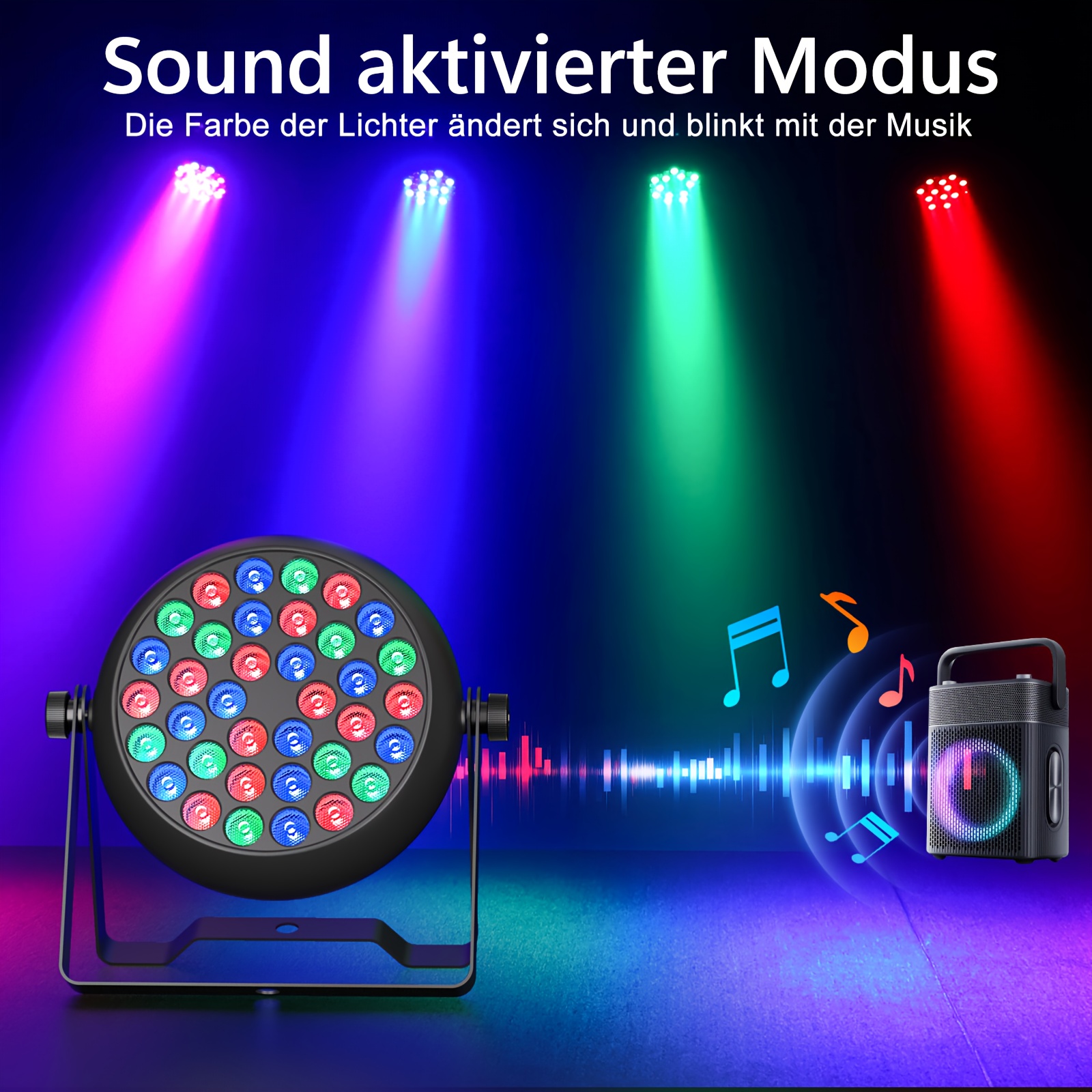 1pc 36 LED RGB Par Light - Stage Lighting (Supports DMX512 Control), Suitable for Disco, Party, Performance, DJ Event, Halloween, Christmas And  
