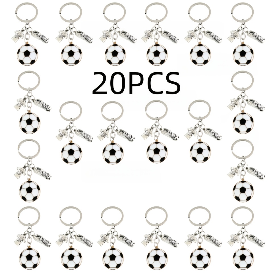E-shop 20-teiliges Fußball-Themen-Schlüsselanhänger-Set mit Ball- und Schuhdesigns – das perfekte Geschenk für Sportler, Sportbegeisterte und