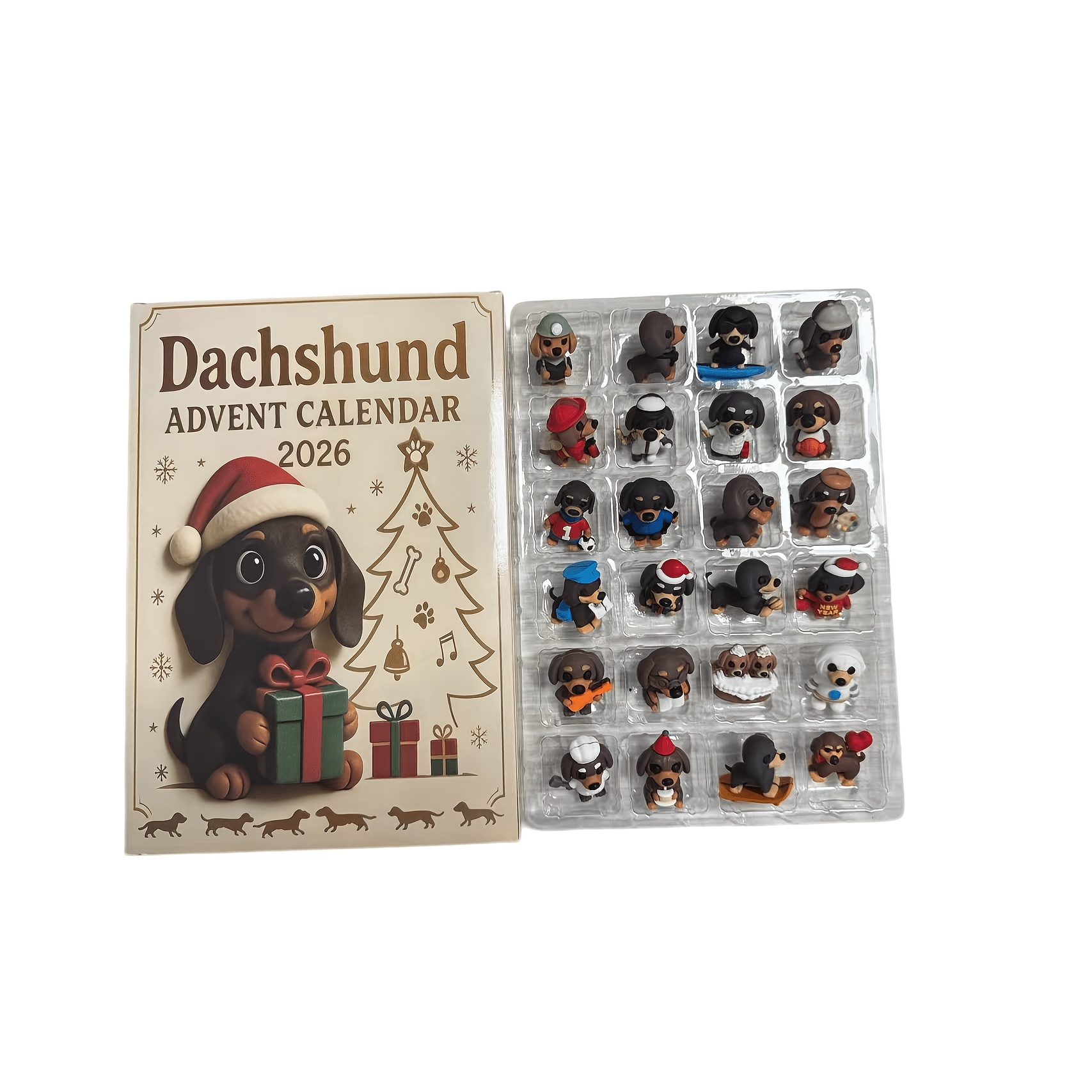 TEMU Christmas Sausage Dog Ornament Box, Christmas 24th Countdown Calendar, Ideal Gift For Sausage Dog Enthusiasts, Suitable For Christmas, Birthday,