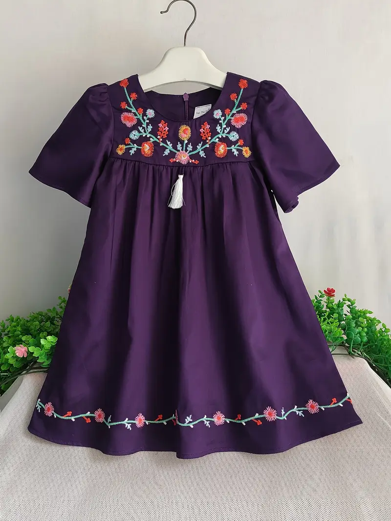 western embroidery casual dress kids summer short sleeve - Temu Georgia western embroidery casual dress kids summer short sleeve - Temu Georgia