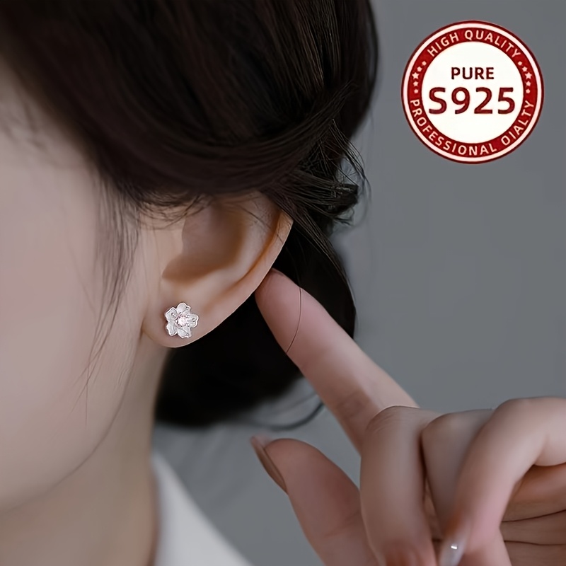 925 Silver Flower Earrings, Minimalist Design