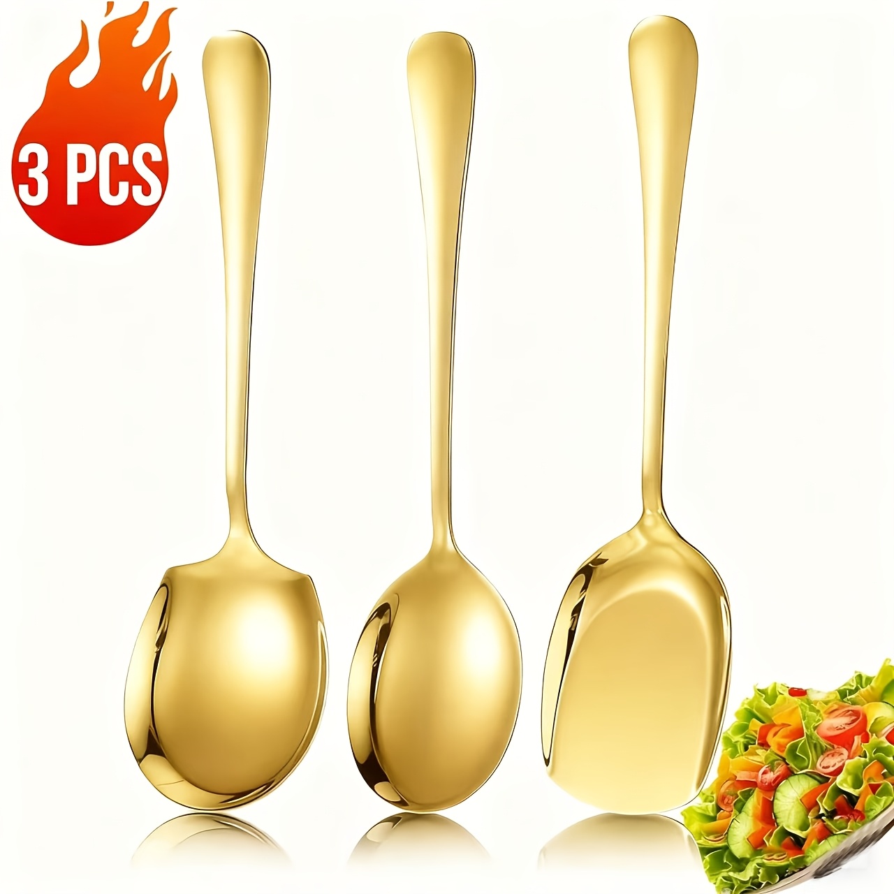 E-shop 3er-Set Löffel, Öffentliche Suppe Reis Löffel Schaufel, Hochwertiges Edelstahl Kantinen Service Geschirr Westliches Essen Löffel Schaufel, Sehr