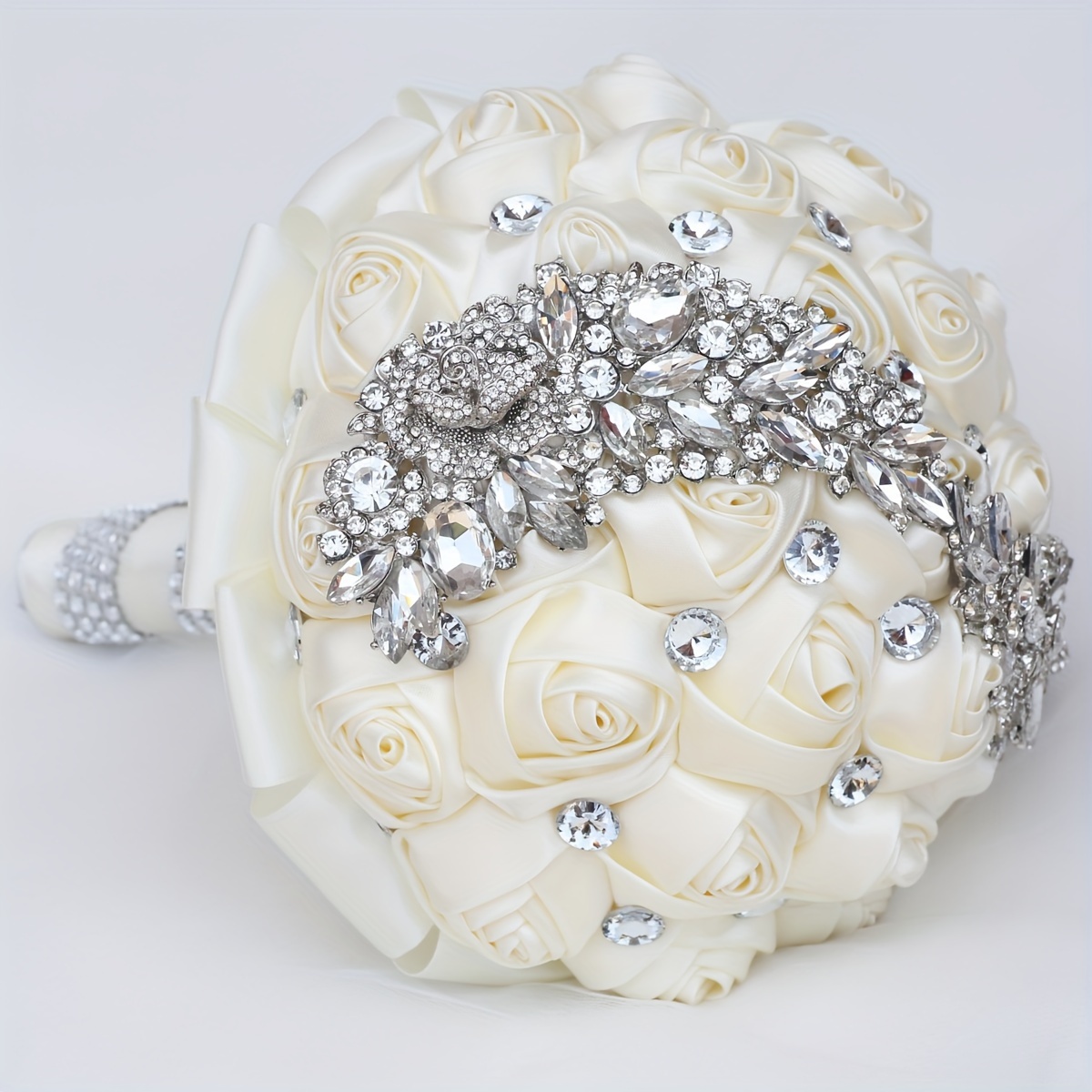 zamonaviy to'y buketi, porloq kristallar bilan polyester va spandex, qo'lda ushlash uchun to'y gulchambari, w445 tafsilotlari 20