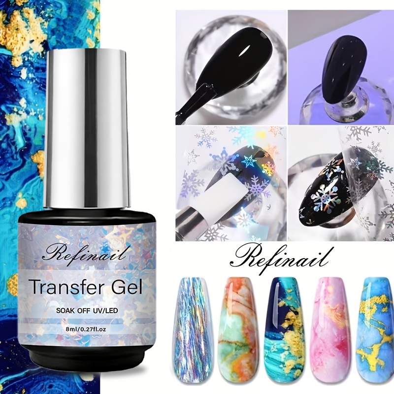 Nail Transfer Gel | Long-lasting, Salon-quality Nail Art Foil Gel, Suitable For Soaking Removal, Requires Led Light, Transfer Gel, Transparent Solid Gel Color