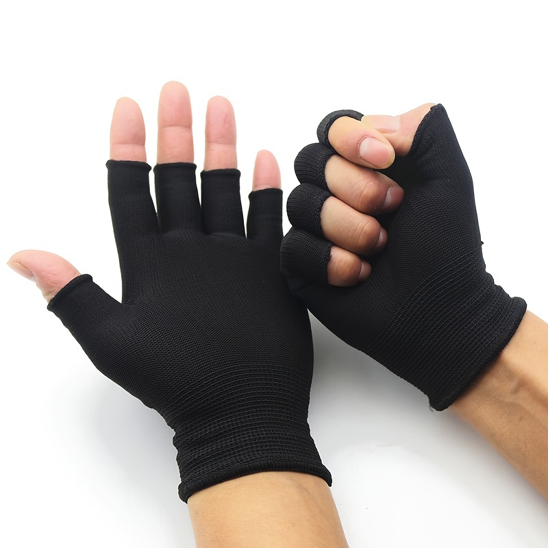 1pair Unisex Winter Fingerless Gloves For Women Men Thick Elastic