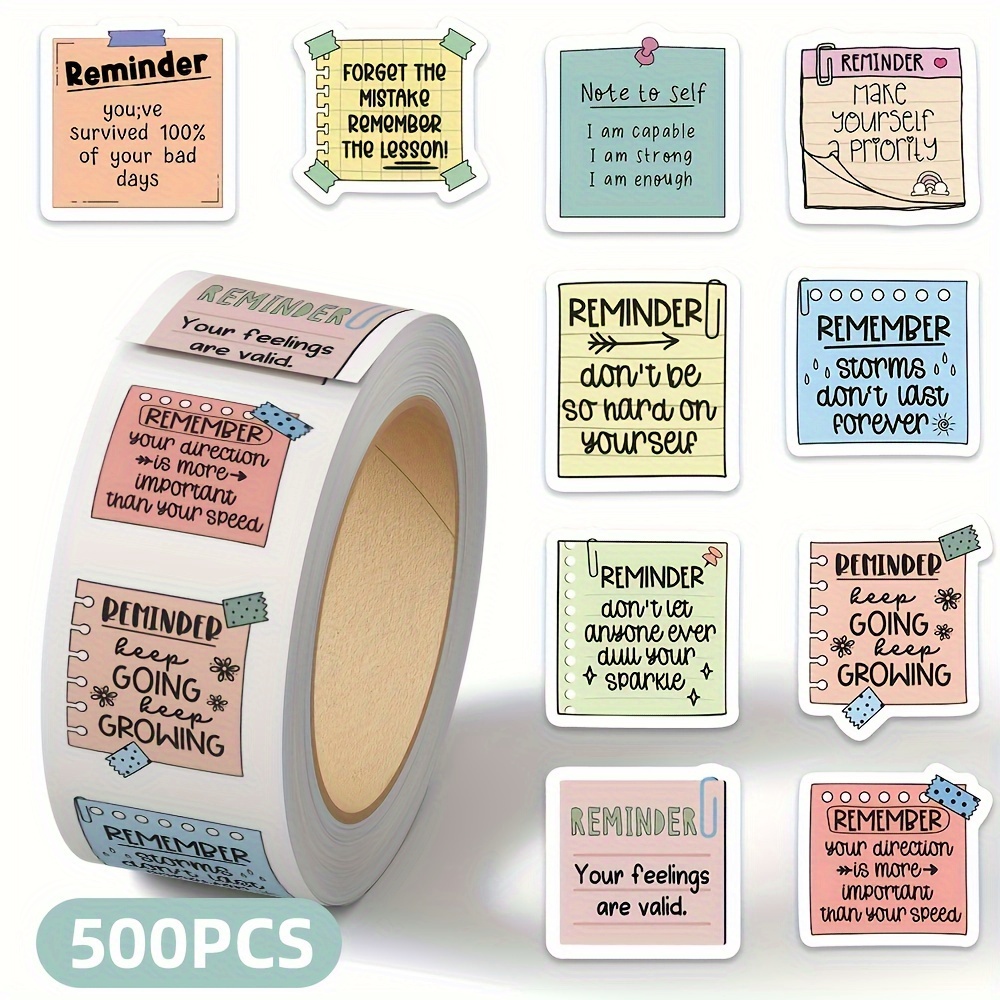 1 Roll/500 Sheets Reminder Sticky Note Roll Sticker Laptop Journal Envelope Cup Sealing Sticker Decorative Sticker