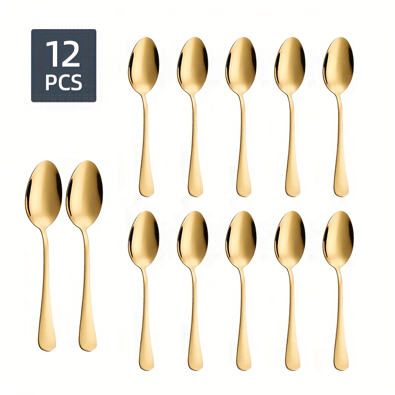 E-shop 12er-Set Edelstahl Gewürzlöffel Haushaltslöffel Kleiner Kaffee-Rührlöffel Küchenkleinlöffel Salzschaufel