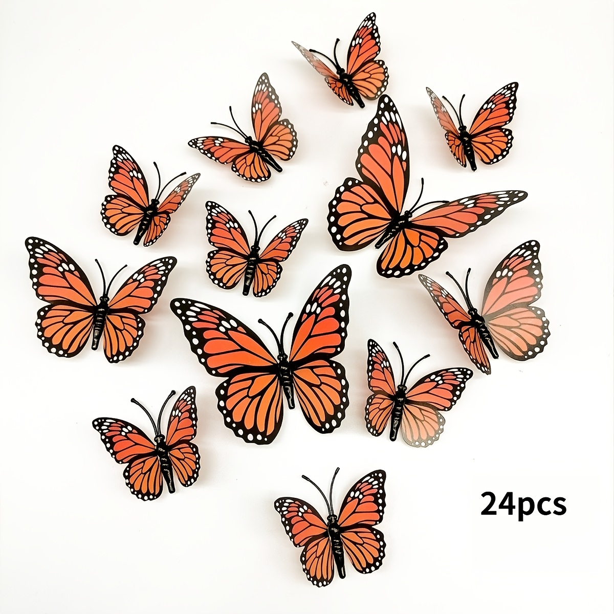 Set Of 24 Three-dimensional Artificial Butterflies, Decorations Monarch Butterflies, Suitable For Celebrations, Altar Embellishments, Home Decor, And Wall Decorations For Weddings