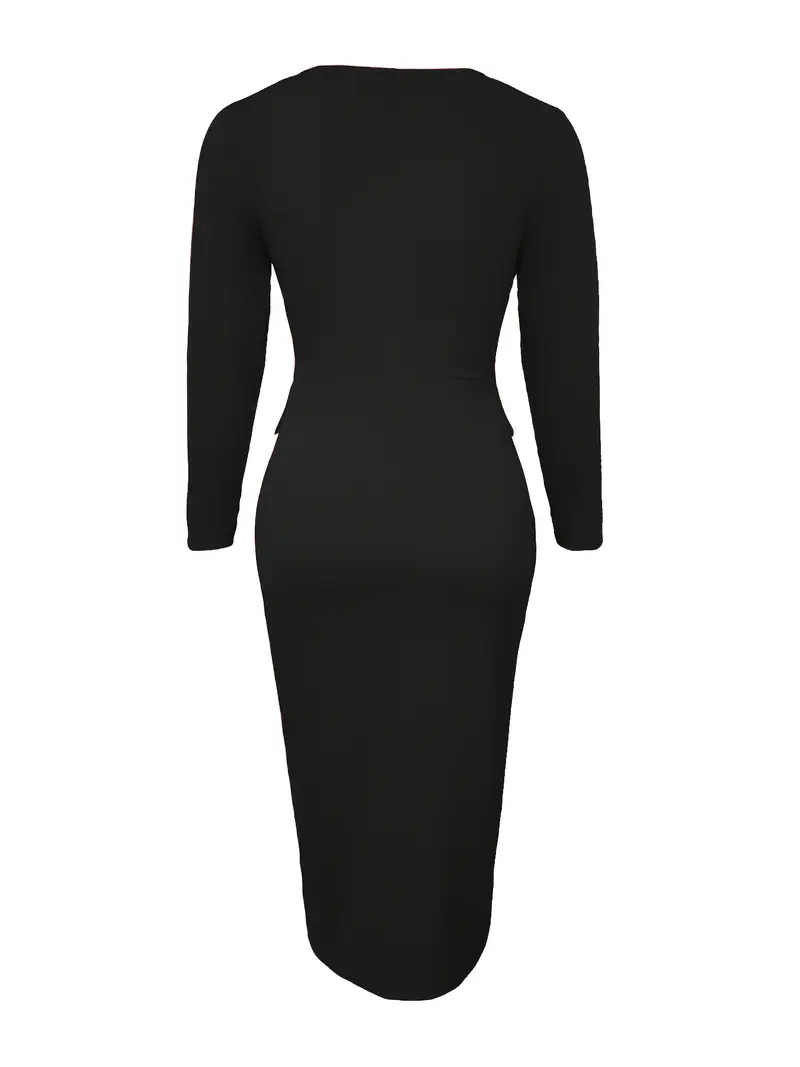 womens elegant v neck long sleeve bodycon dress side slit - Temu womens elegant v neck long sleeve bodycon dress side slit - Temu