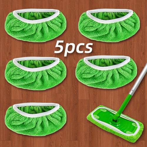 5pcs reusable mop pads washable durable cleaning cloths for wet and dry use easy clean dusting heads flat mop attachments cleaning pads pads washable mop heads for floor cleaning