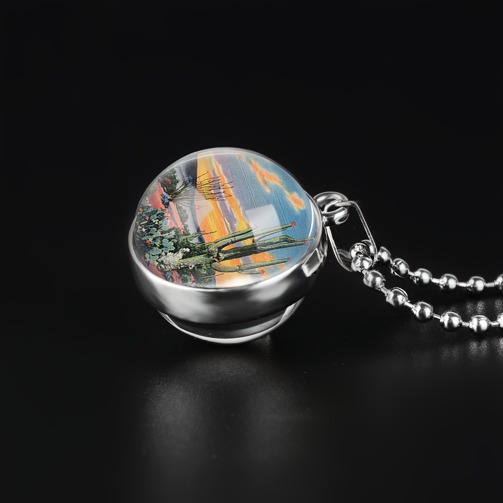 Artistic Cacti and Shrubs Pendant Necklace