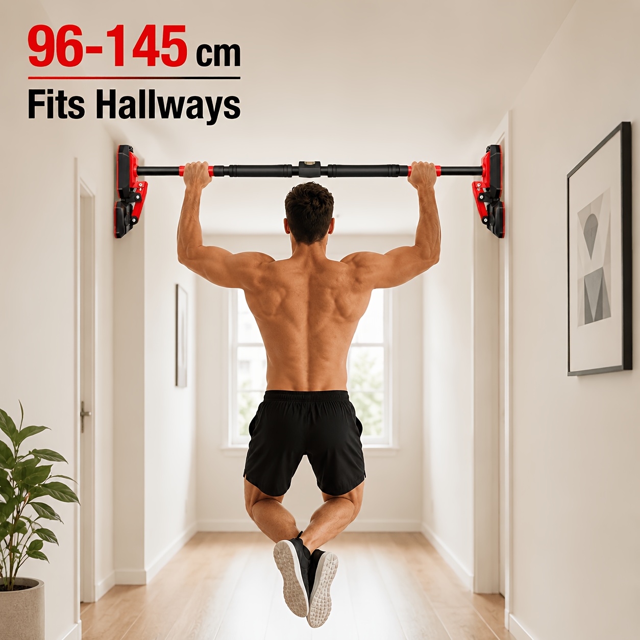 Adjustable Door Frame Pull-up Bar, 70-100cm/96-145cm No-drill Pull-up Bar, With Rings And Built-in Level, For Home Gym Strength Training