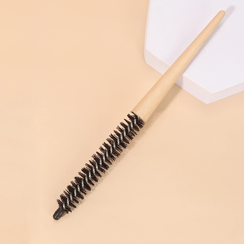 

1pc Salon Round Hair Brush, Wooden Handle Nylon Bristle Hairdressing Comb, Barber Salon Household Hair Comb