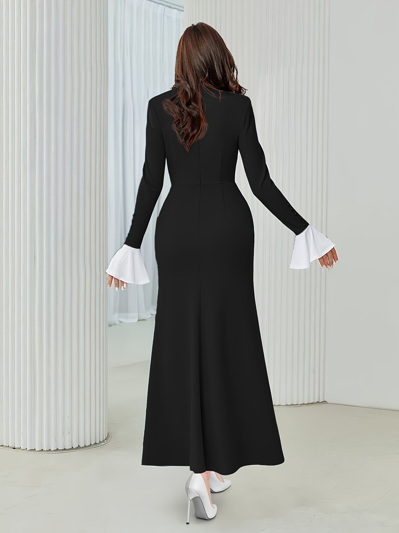 Casual Color Block Contrast O Neck A Line Dresses