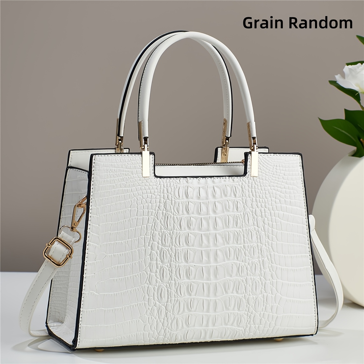 Women'crossbody Bag, Fashionable Crocodile-pattern Handbag, Multi-functional Crossbody And Shoulder Bag,grain Random