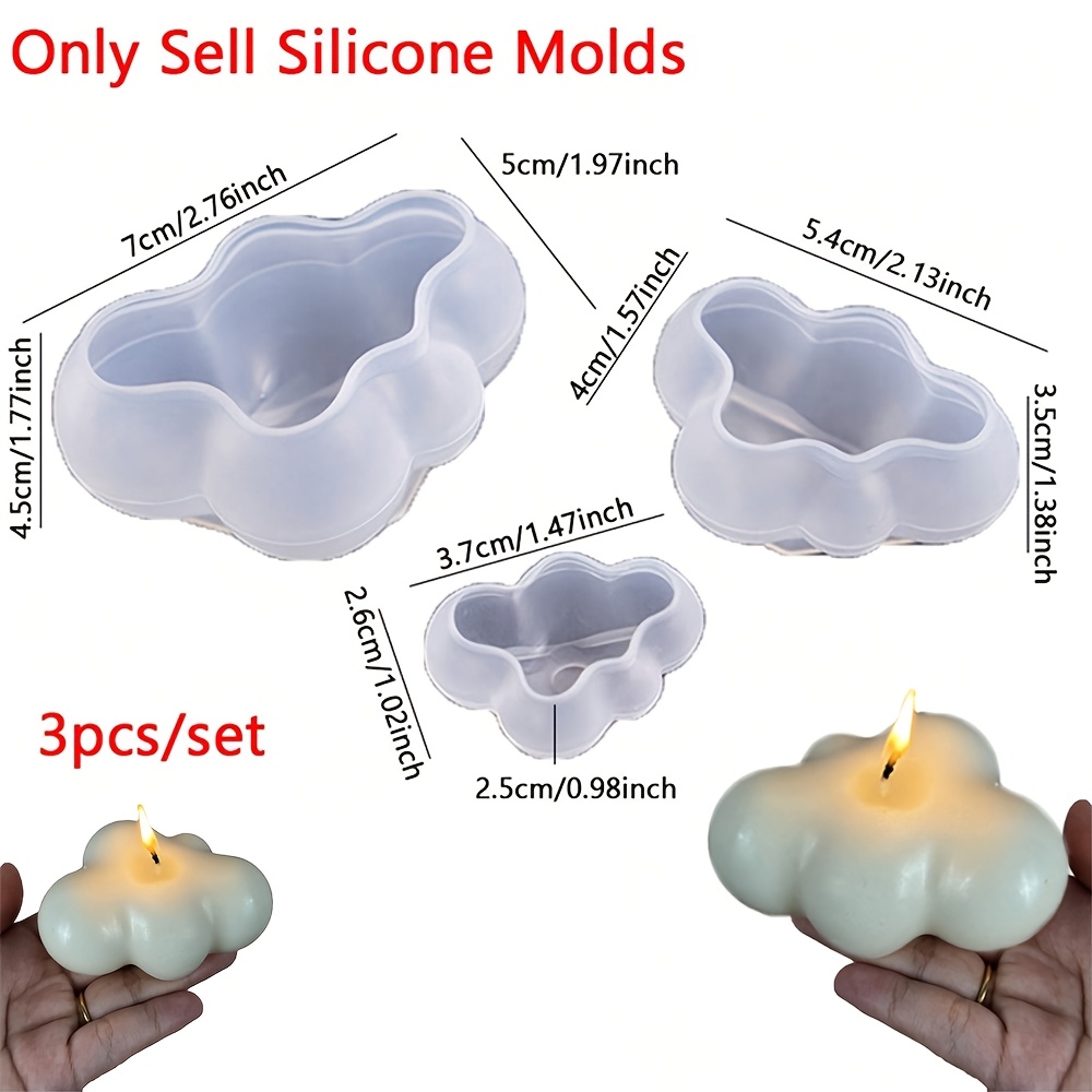 TEMU 3pcs Set -shaped Silicone Candle Molds, New 3d Candle Aromatherapy Plaster Soap Making Tools, Diy Crystal Resin Decorations, Gift, Home Decor