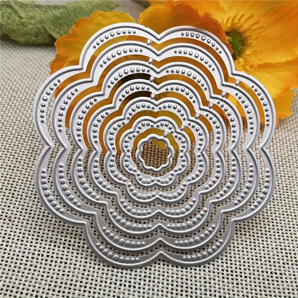 A Set Of 7pcs Of Metal Cutting Dies For Crafting, Including Stamps And Templates For Card Making