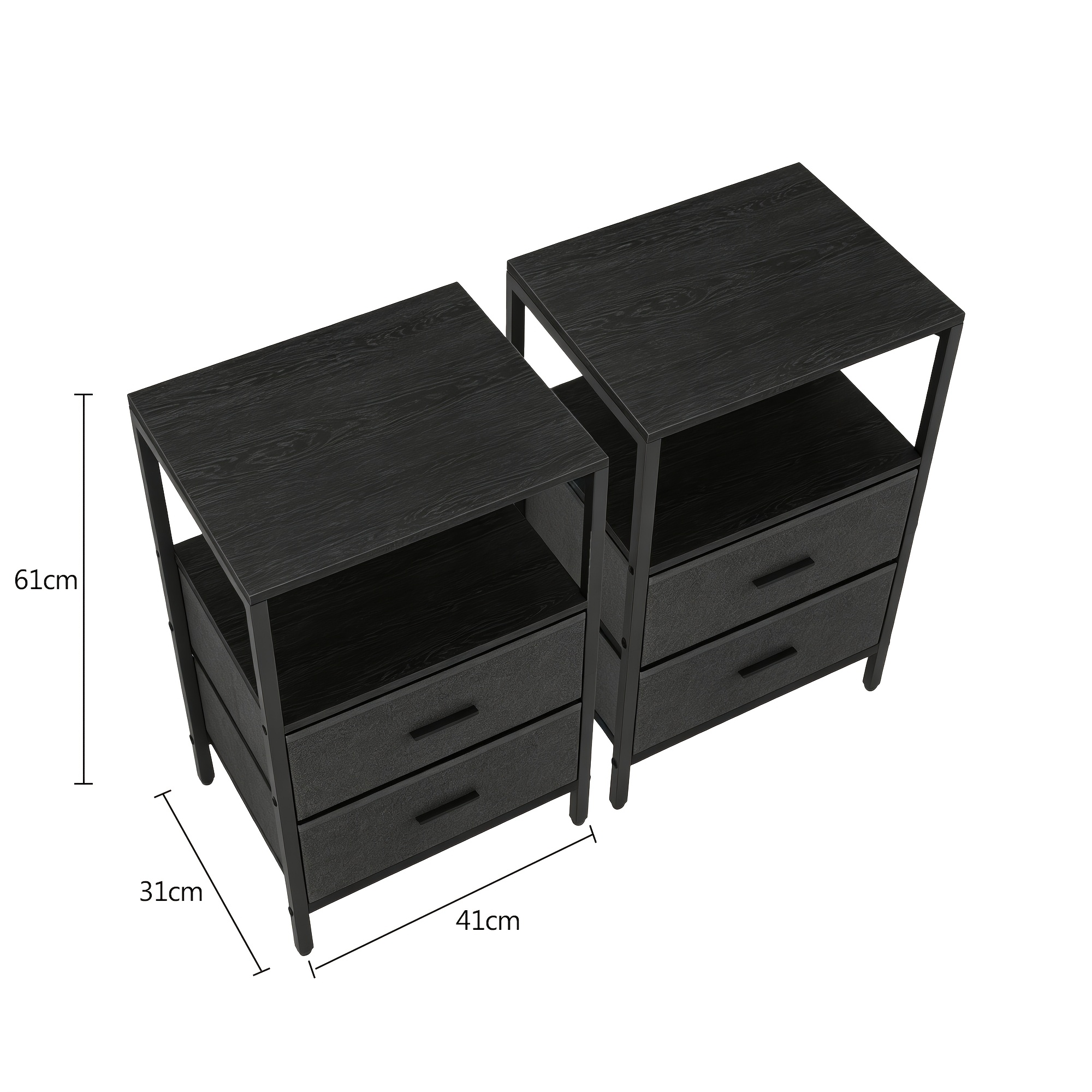 White Bedside Table Set (two Drawers + Open Storage) - Makes The Bedroom And Living Room More Organized And Cozy.