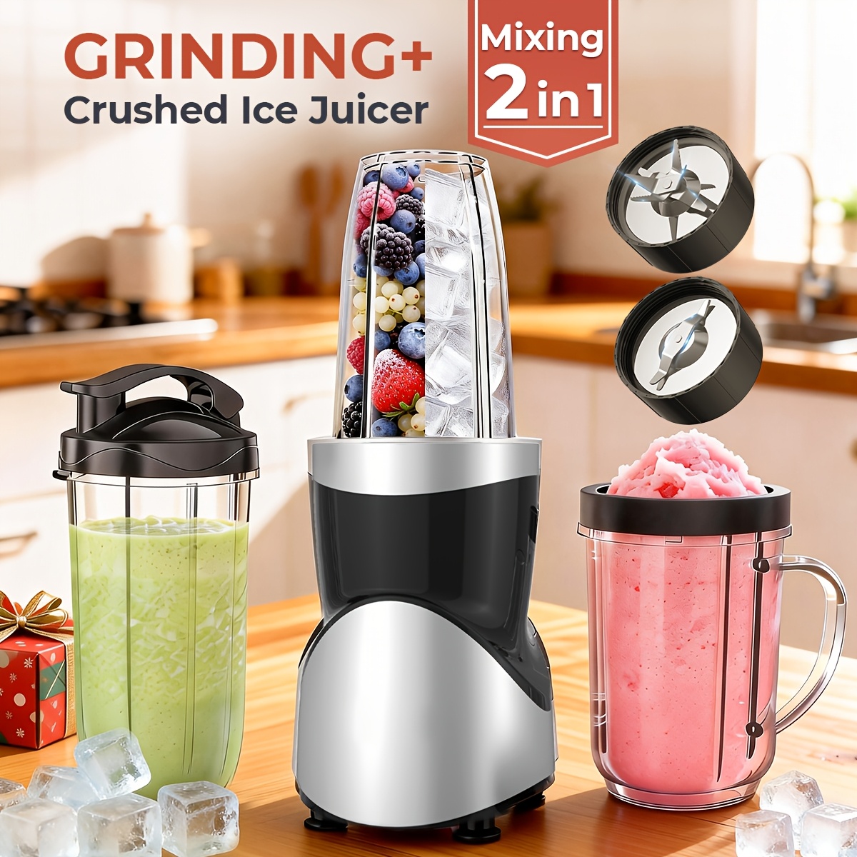 high powered smoothie juicer 12pcs grinding all in one machine protein shake and smoothie mixer multi function grinder and blender combo   a portable cup bpa free   fitness drinks and summer juices nutritious recipes