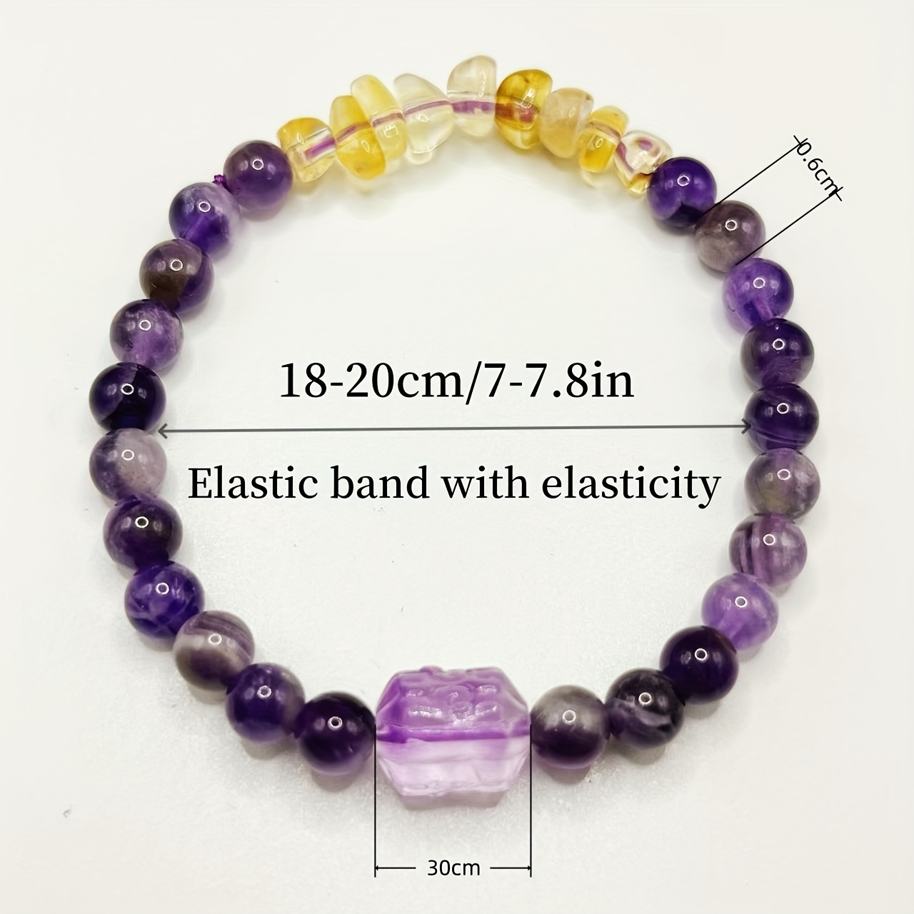 Amethyst and Citrine Bracelet, Two-Color Lucky Charm