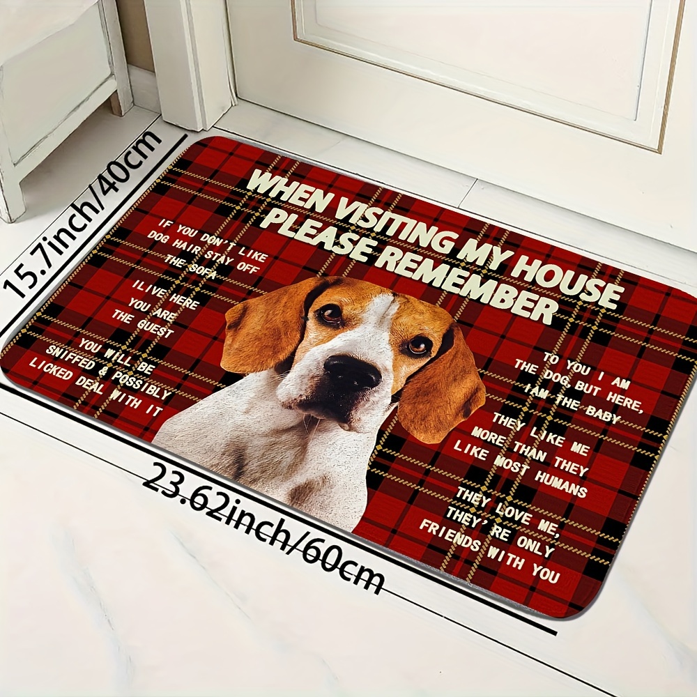 

Beagle Welcome Doormat, Anti-slip, Machine Washable, Lightweight - Rectangular Polyester Floor Mat With Non-slip Pvc Backing For Home Decor