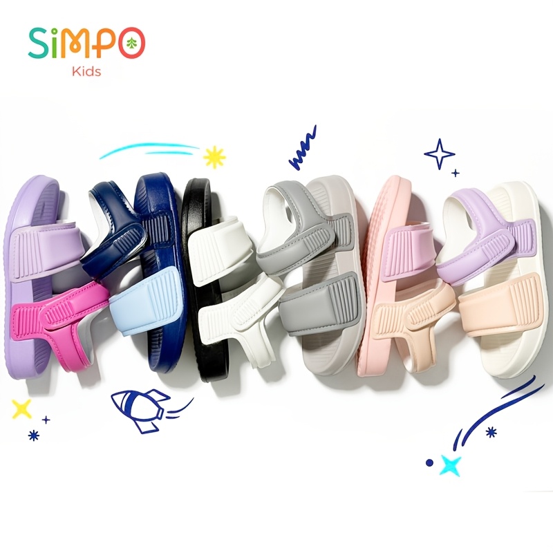 trendy comfortable open toe sandals for girls and boys childrens solid   shoes breathable lightweight non slip eva sole toddler sandals for indoor outdoor beach
