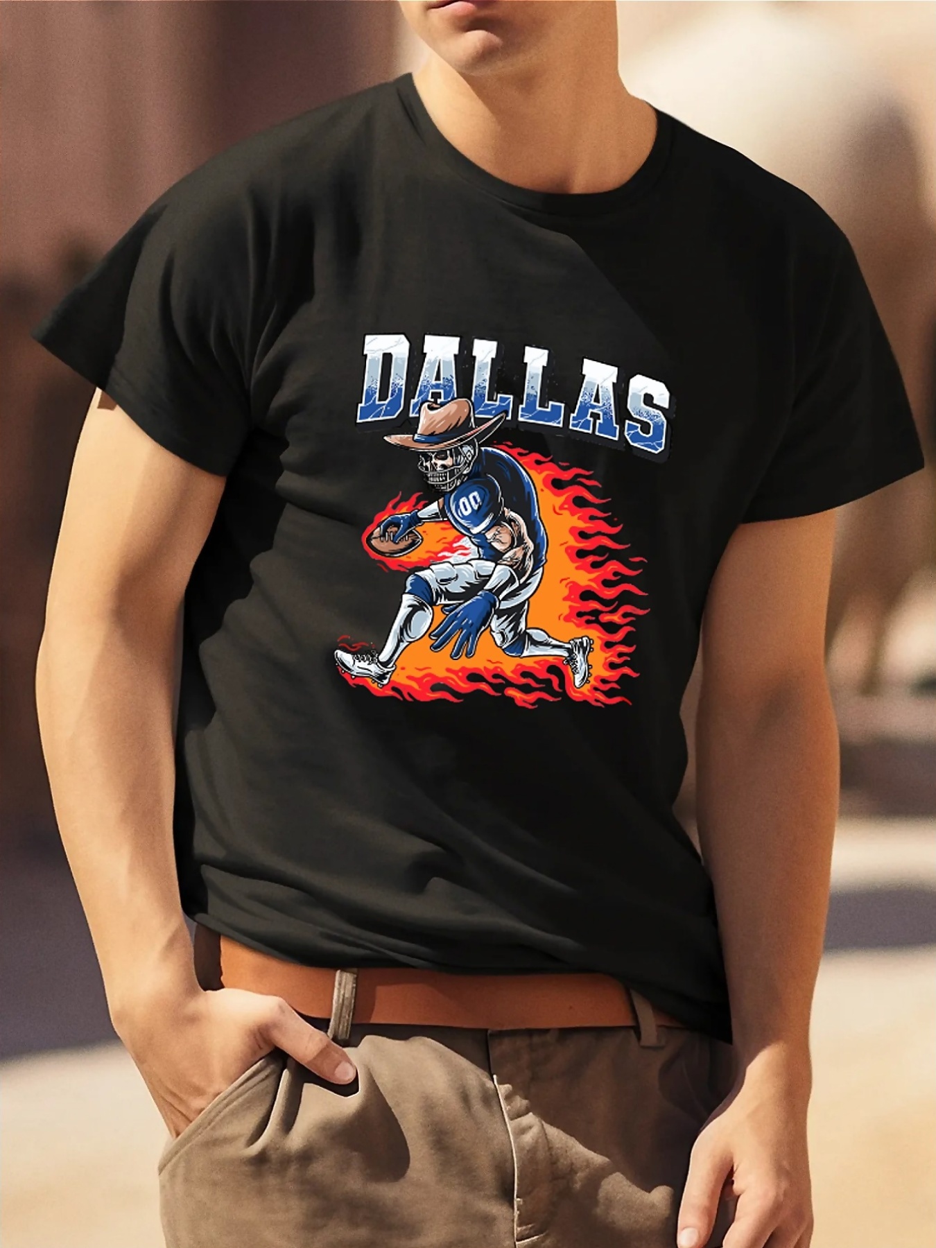 men s dallas football graphic t-shirt - navy blue, breathable & stretchy knit fabric, regular fit, casual summer tee with flames design,   sports fans, casual summer wear | flames graphic tee |  , motorcycle jersey for men color green,     design,   with chest padding,   jersey for men, men s shirt with warrior art 0