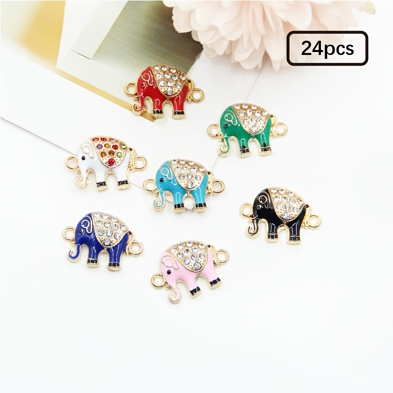 TEMU 12pcs/24pcs/36pcs Random Mixed Style Jewelry Creative Fashion Cute Animal Elephant Multicolor Used For Pendant Cute Character Clothing Additions
