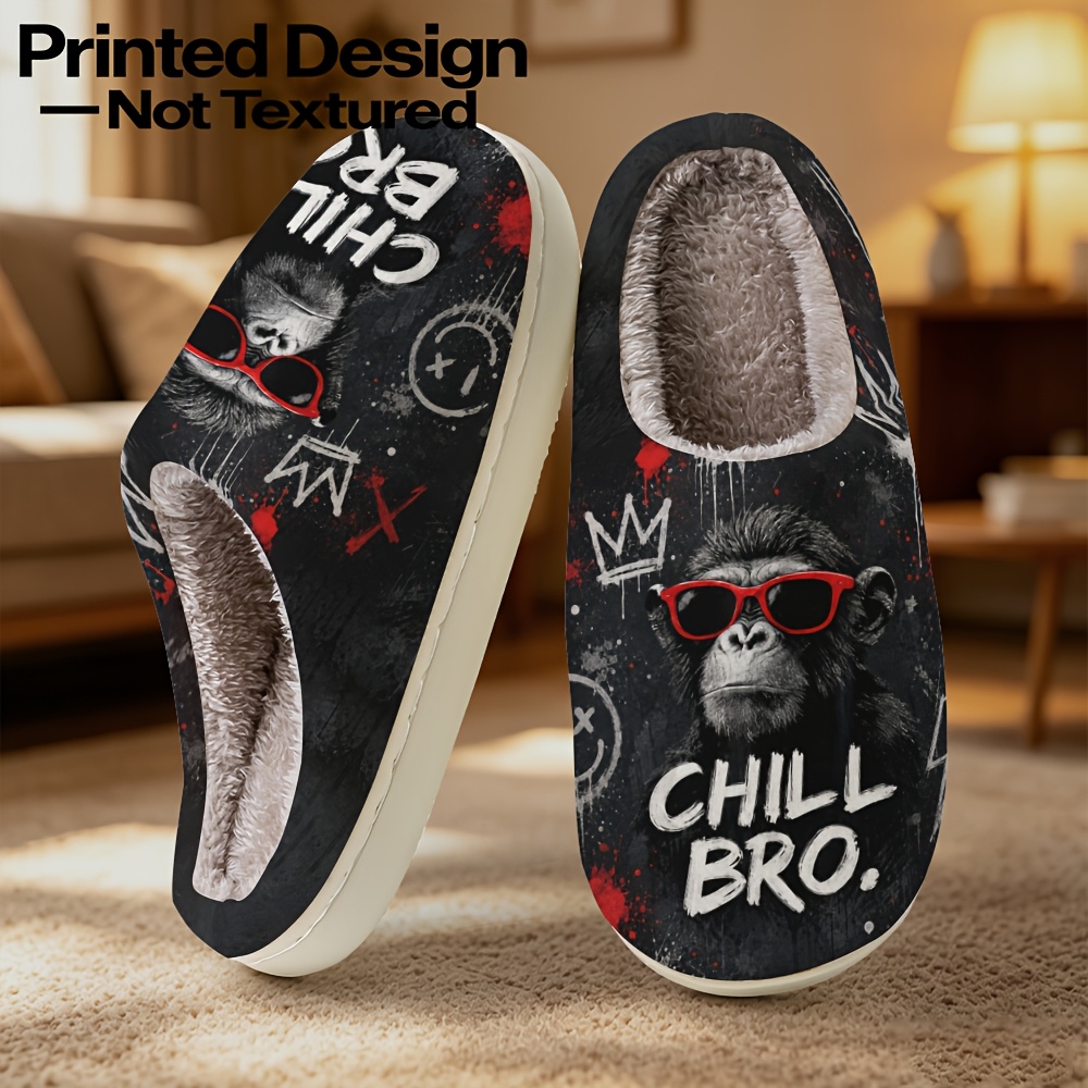 TEMU Printed Design – Not Textured Men's And Women's Indoor Home Slippers, Comfortable, Warm, Soft, And -friendly House Slippers