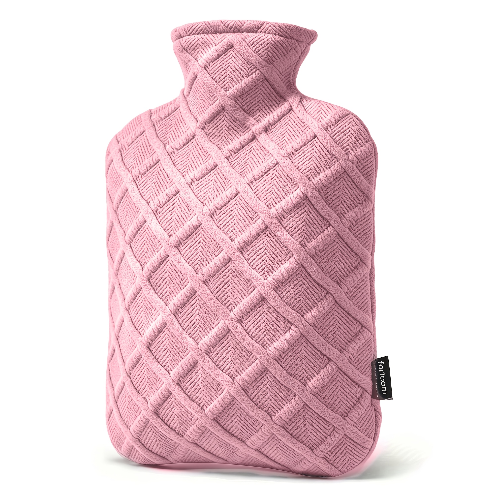 TEMU Accouchement d'eau chaude de 2 litres avec housse tricotée, bouillotte pour les d'hiver douillettes, couvre-lit et chauffe-mains-pieds -fuite à