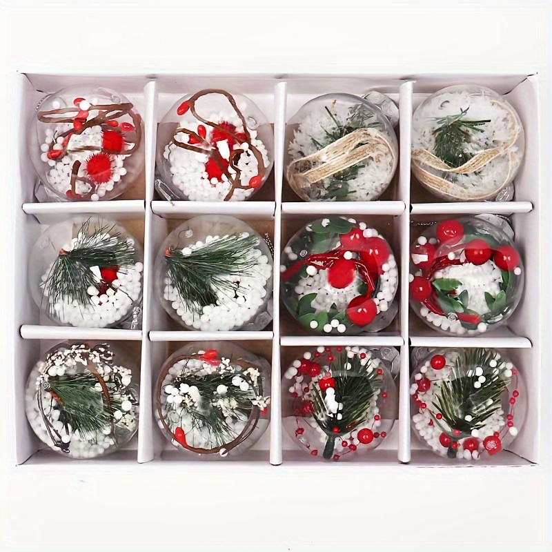 TEMU Nuove di plastica PET trasparenti da 6 cm, 12 pezzi, per decorazioni e ornamenti dell'albero di Natale