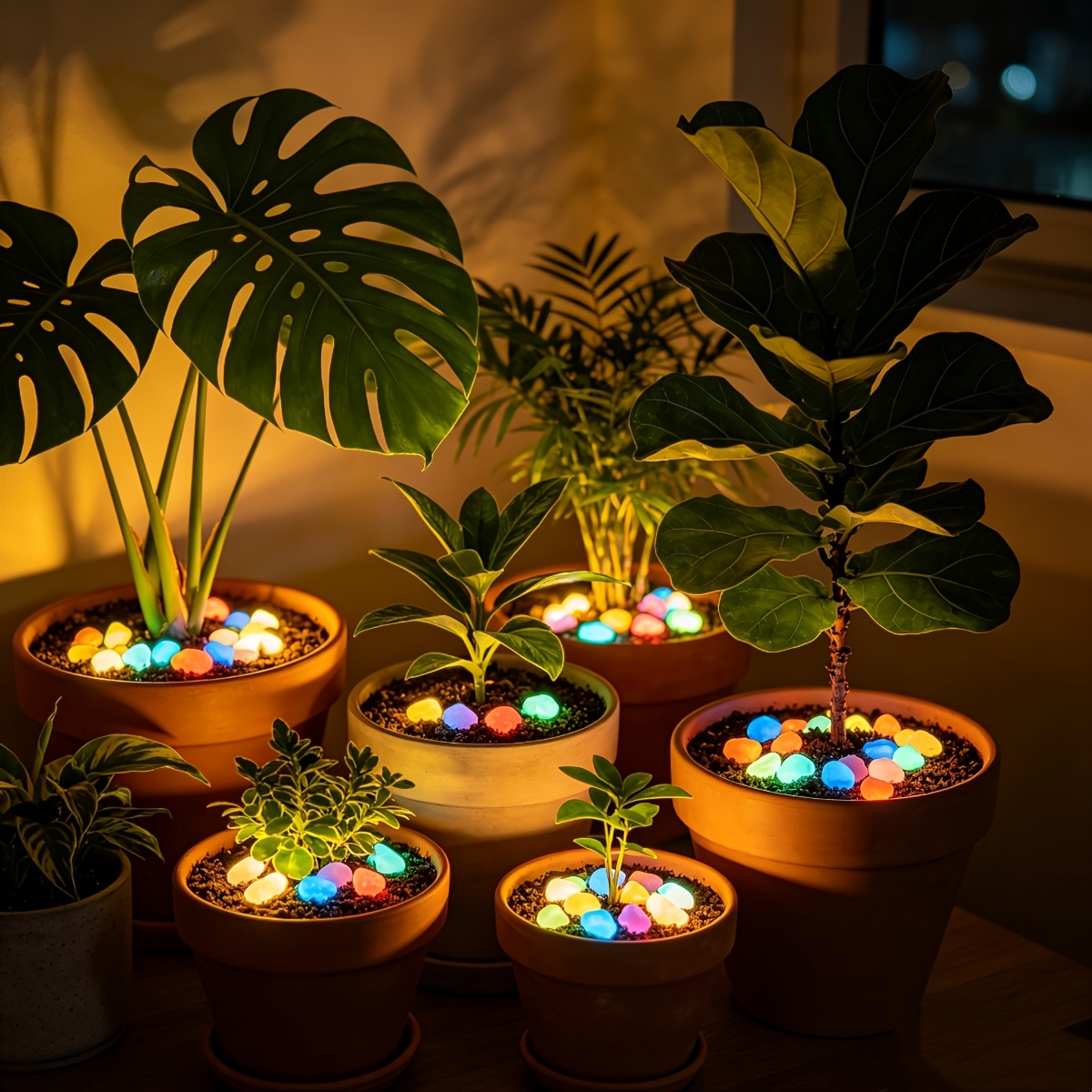 80 mixed color luminous pebbles glow after activation size 1 2cm 1 5cm suitable for garden decoration   suitable for aquarium and fish tank decorative sand and potted plants no electricity required low maintenance   decor