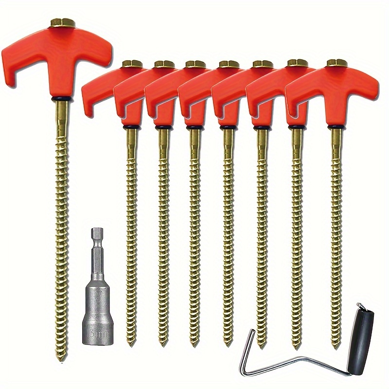 

20cm -the-dark Iron Tent Stakes, Thickened Pegs With , Floor Nails Set With Sleeves And Ground Spikes Remover For Camping