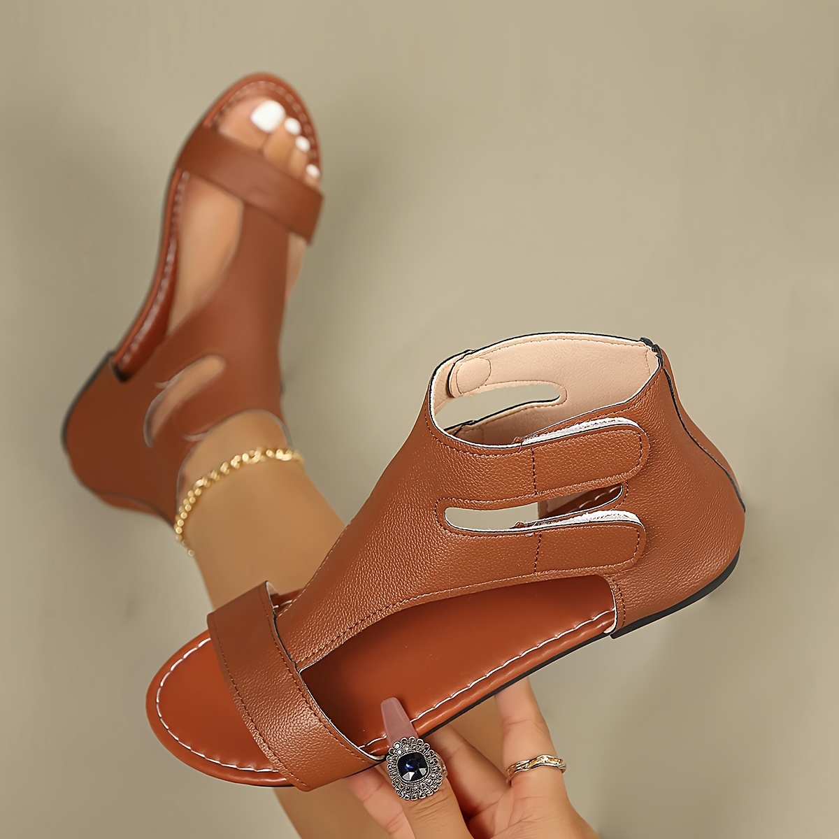 TEMU 2026 Summer New Women's Flat Sandals Casual All-match Comfortable Breathable Soft-sole Fashion Outdoor Slippers, Women Shoes