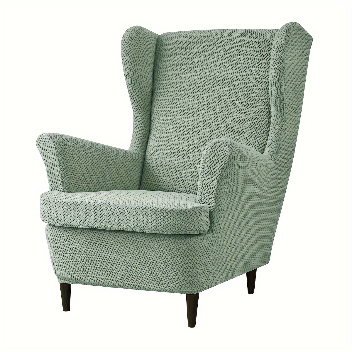 TEMU 2pcs/Set Housse de Fauteuil Élastique en T Jacquard avec Ailes, Incluant Housse de Coussin, Housse de Canapé Fauteuil à Haut