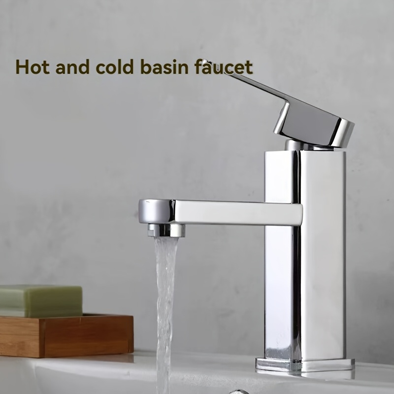 electroplated square faucet basin hot and cold faucet single hole bathroom sink tap for washing hands and face details 8