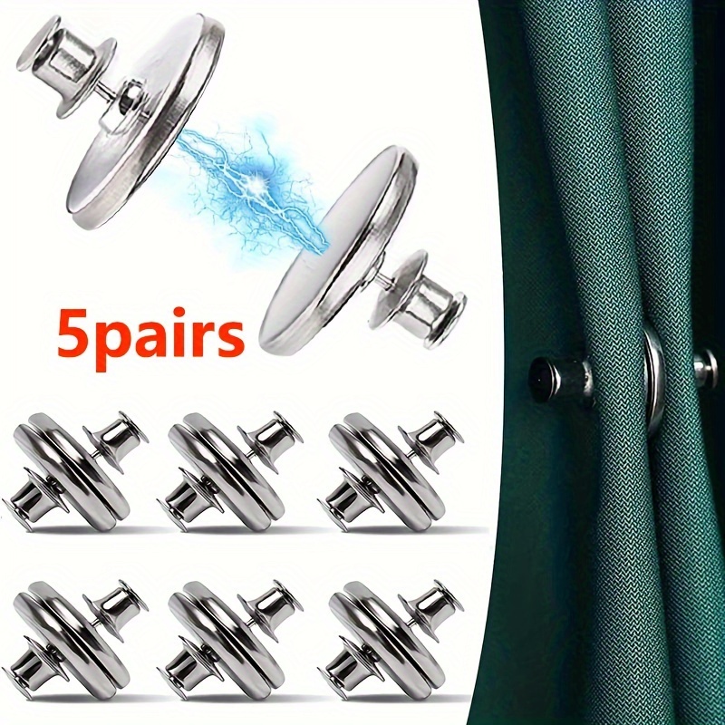 

5 Pairs Curtain Magnetic Button No Punching Detachable Window Curtain Close Magnet Buckle Adjustment Curtain Clip Accessories